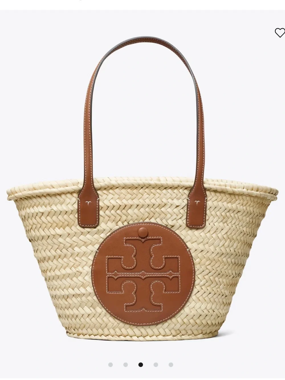 NWT Tory Burch Ella Straw Tote with Brown Leather Logo